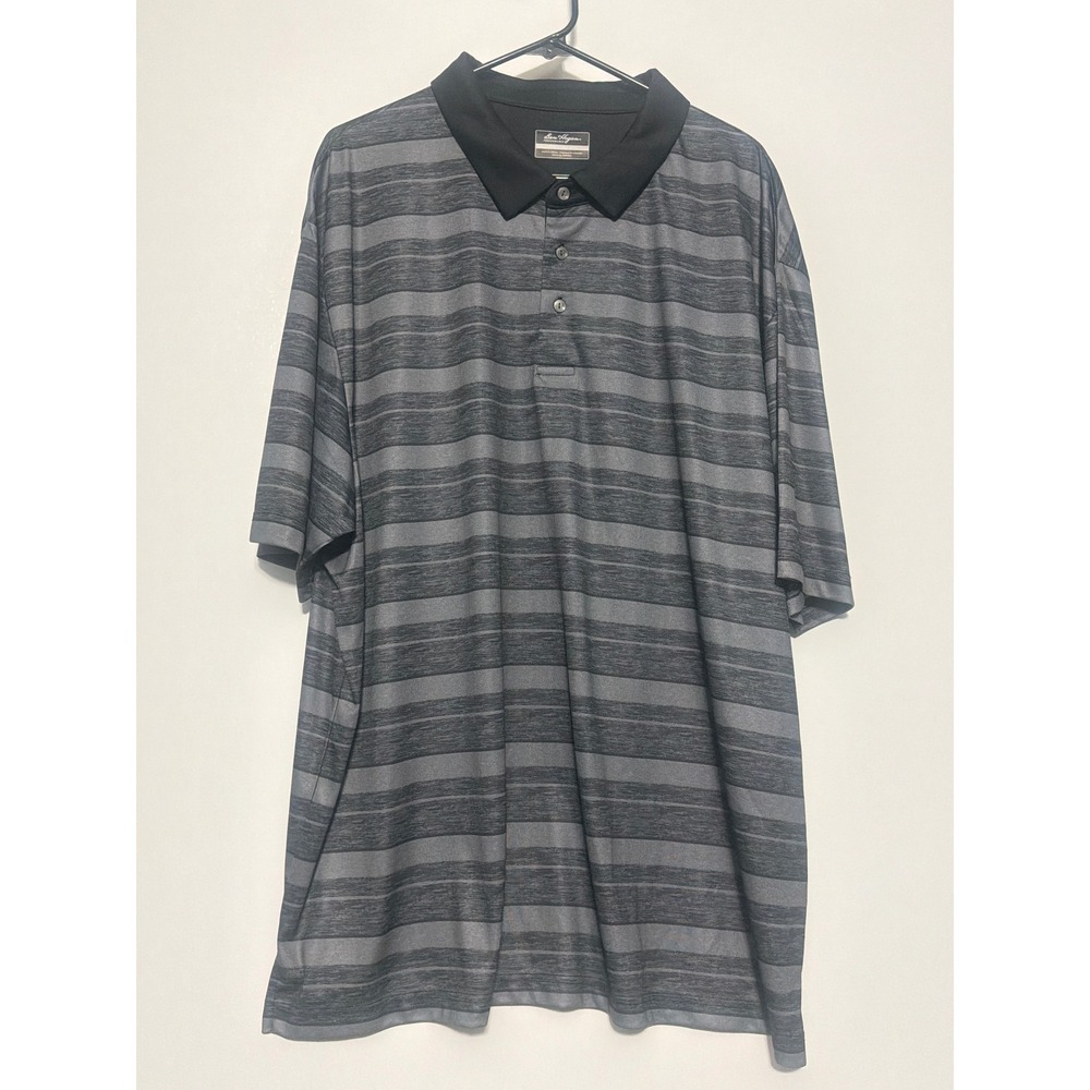 Ben Hogan Performance Mens 3XL Polo Shirt Gray Black Striped Golf BGKSA038 NEW